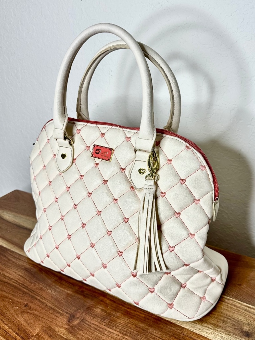 Luv Betsey by Betsey Johnson Faux Leather Quilted Satchel/ Handbag - Picture 2 of 16